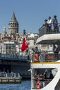 Passengers aboard a ferry leave port at Golden Horn at Istanbul in Turkey.