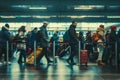 Passengers at airport heading to check-in Royalty Free Stock Photo