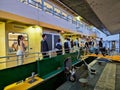 Passengers Alighting Sydney harbour Ferry, Night, Australia