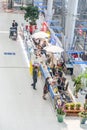 passengers arrive at airport Suvarnabhumi wand hurry to the exit