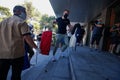 Passengers arriving to their hotel after the coronavirus outbreak