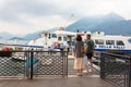 Passengers board hydrofoil ferry