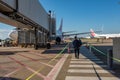 Boarding a Virgin Aircraft from the tarmac Royalty Free Stock Photo