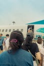 Passengers are boarding the aircraft of Vietnam Airline to Con Dao at Tan Son Nhat international airport in Saigon, Vietnam Royalty Free Stock Photo