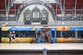 Passengers boarding Heathrow Express at London Paddington station