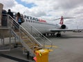 Passengers Boarding qantas plane at Perth airport Royalty Free Stock Photo