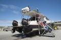 Passengers boarding a shark dive boat South Africa