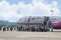 Passengers at boarding to plane of Vim Avia airline