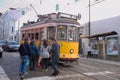 Passengers boarding the tram stop