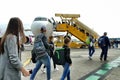 Passengers boarding on Wizzair low cost flight company