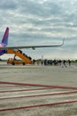 Passengers boarding on Wizzair low cost flight company