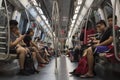 Passengers commute in the subway in Singapore Royalty Free Stock Photo