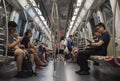 Passengers commute in the subway in Singapore Royalty Free Stock Photo