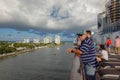 Passengers on a cruise ship leaving Port Everglades, in Ft. Lau Royalty Free Stock Photo