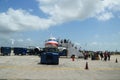 Passengers disembarking American Airlines plane landed at Philip Goldson Airport in Belize