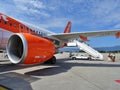 Passengers disembarking from an easyjet flight