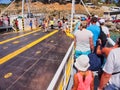 Passengers Disembarking Open Deck Vehicle Ferry, Kefalonia, Greece