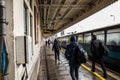 Disembarking passengers at Queen street station.