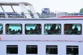 Passengers eating aboard river boat cruise ship