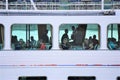 Passengers eating aboard river boat cruise ship