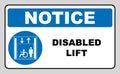 Passengers elevator sign. Lift icon. illustration isolated on white background. Blue mandatory symbol. Notice banner