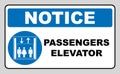 Passengers elevator sign. Lift vector icon. Vector illustration isolated on white background. Blue mandatory symbol Royalty Free Stock Photo