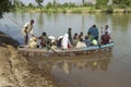 Passengers embark local ferry boat to cross the Blue Nile river in Bahir Dar, Ethiopia.