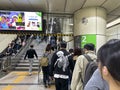 Passengers on escalators at Dongdaemun metrostation Seoul South Korea