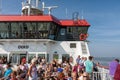 Passengers at Ferry from Holwerd to Dutch island Ameland