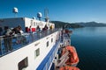 Passengers on ferry traveling from Wellington to Picton via Marlborough Sounds, New Zealand