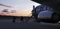 Passengers getting off the plane of Ryanair company at Alicante Airport