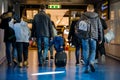 Passengers inside Henri Coanda International Airport, near Bucharest, Romania Royalty Free Stock Photo