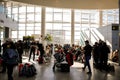 Passengers inside Henri Coanda International Airport, near Bucharest, Romania Royalty Free Stock Photo