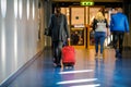 Passengers inside Henri Coanda International Airport, near Bucharest, Romania Royalty Free Stock Photo