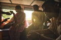 Passengers inside Indian Railway local train