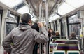 Passengers inside metro subway train Royalty Free Stock Photo