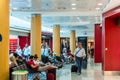 Passengers at the international departure hall of the Naples international airport Capodichino, Italy