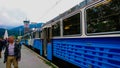 Passengers leaving the cogwheel train on the Zugspitze Station platform before the pandemic