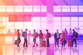 passengers with luggage in arrival waiting room or departure lounge international airport terminal interior Royalty Free Stock Photo