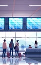 passengers with luggage in arrival waiting room or departure lounge international airport terminal interior Royalty Free Stock Photo