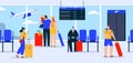 Passengers with luggage in waiting room airport Royalty Free Stock Photo