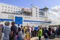 Passengers on the Nils Holgersson waving Royalty Free Stock Photo