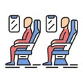 Passengers at plane salon color icon Royalty Free Stock Photo