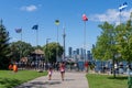 Passengers queue at the Island Ferry Dock. Centre Island Ferry wharf. Toronto, Ontario, Canada Royalty Free Stock Photo