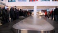 Passengers receive baggage luggage at airport of Spitsbergen.