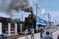 Passengers of the retro train station of the city of Rostov