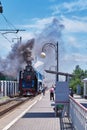 Passengers of the retro train station of the city of Rostov