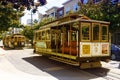 Passengers ride in a cable car