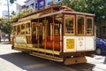 Passengers ride in a cable car