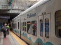 Passengers set to board the Sound Transit Link light rail train Royalty Free Stock Photo